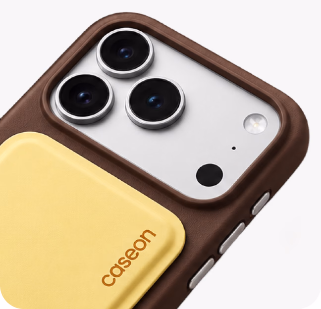 Caseon Core case seen at an angle, showing the raised camera edge